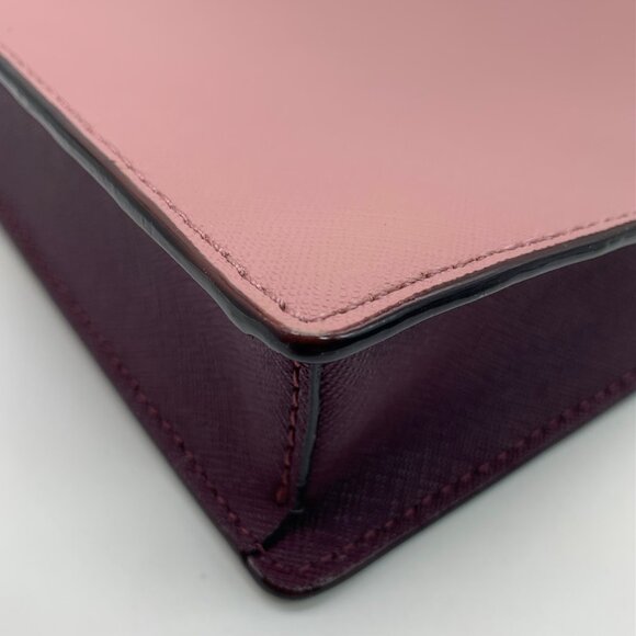 Kate Spade Pink and Maroon Color Block Saffiano Leather Crossbody - Picture 7 of 10